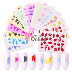 Stickere 3D Combinate  3DA47 Frunze, set de 6 folii Holografice Cameleon